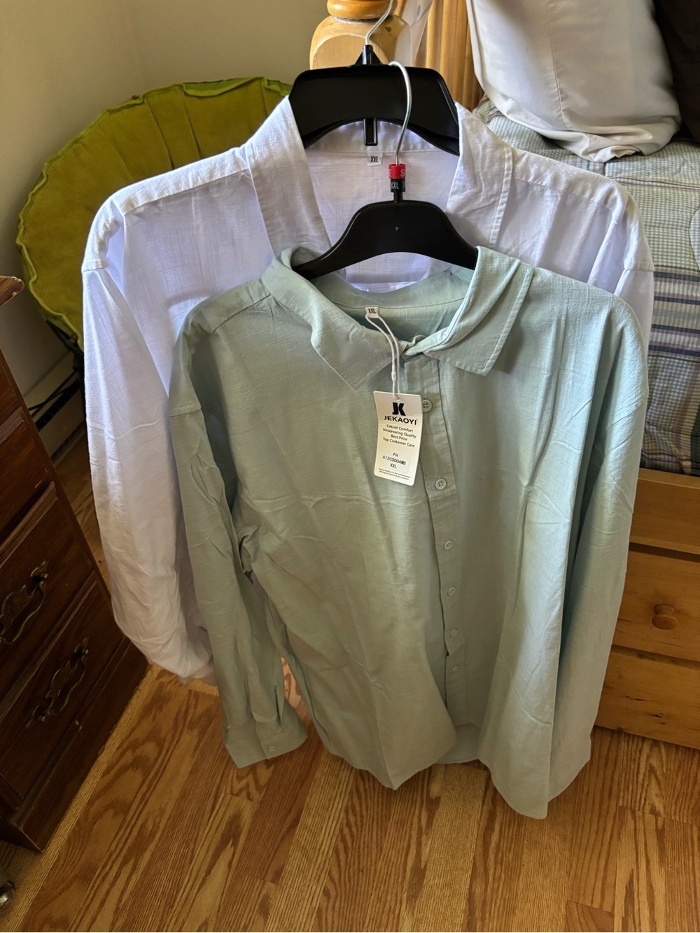 J. JENACOYI Light Blue and White Button-Up Blouse (2)